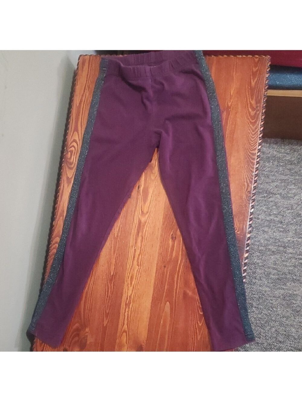 OshKosh B'gosh Purple Leggings with Glitter Sides Size 7/7A